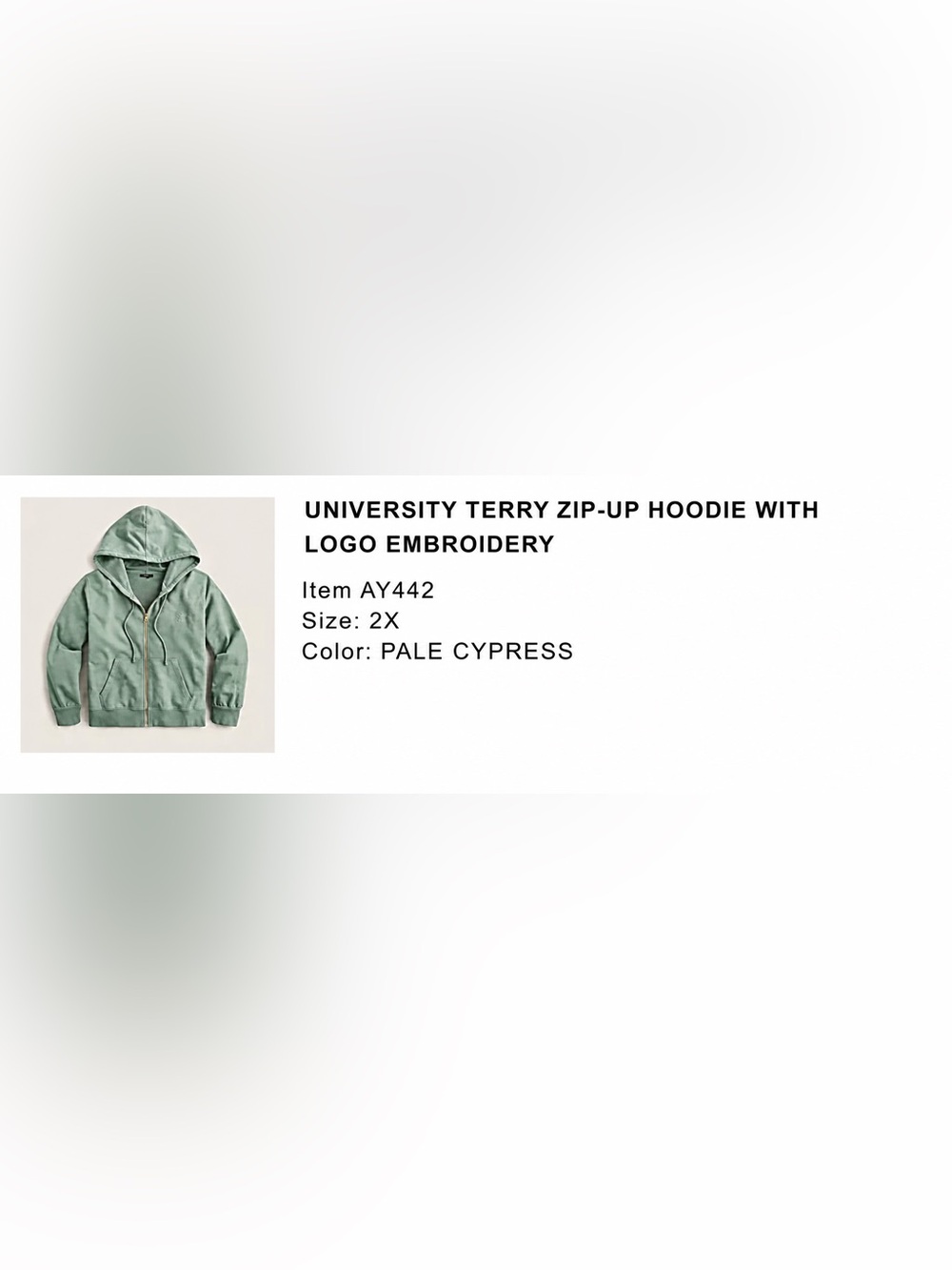 TWO J. Crew UNIVERSITY TERRY ZIP-UP HOODIES (Pale Cypress & Adobe Clay) - Picture 7 of 8